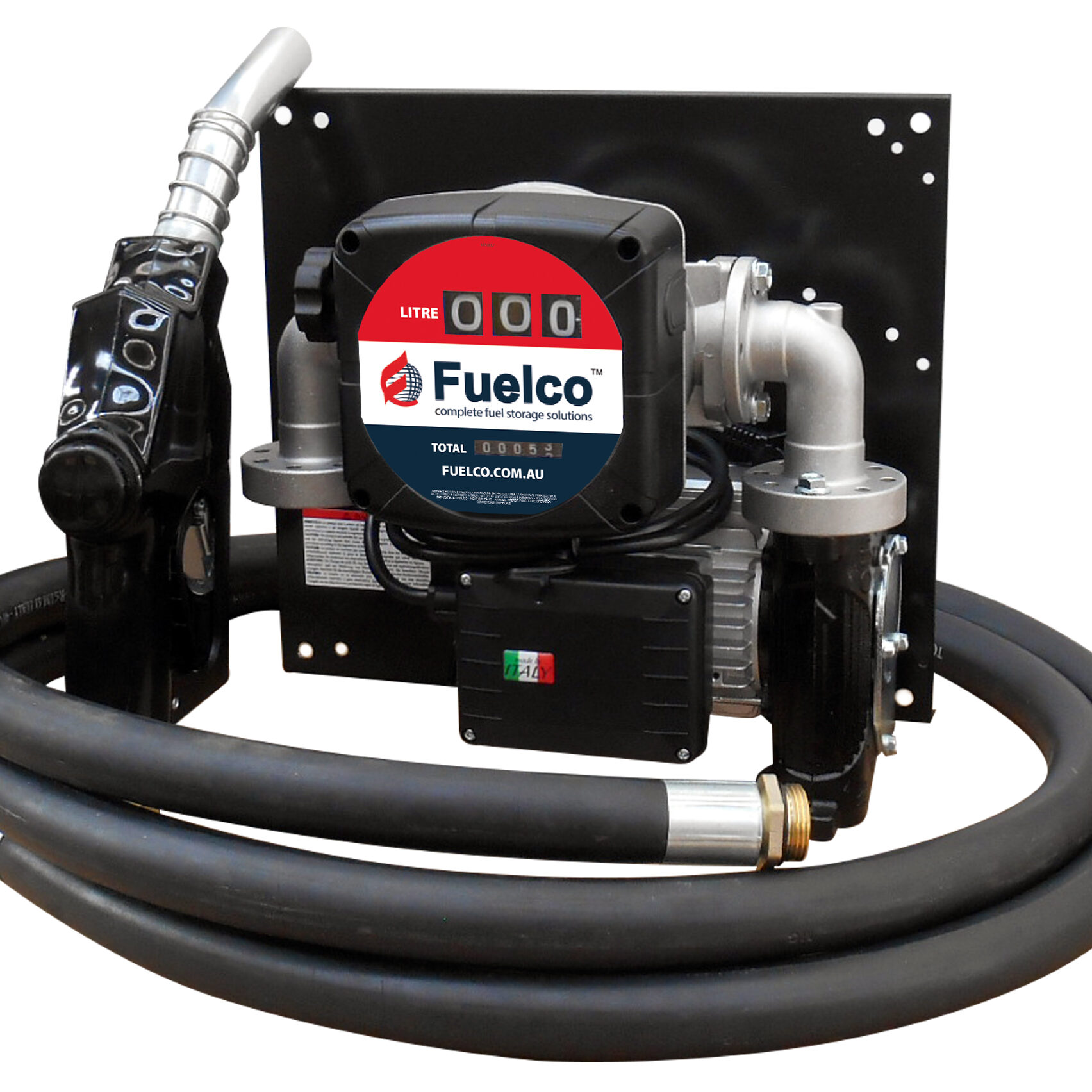 FPK24060 - Fuelco Pump Kit - 60lpm, 240v, 3-Digit Mechanical Meter, 4m Hose with Auto Nozzle